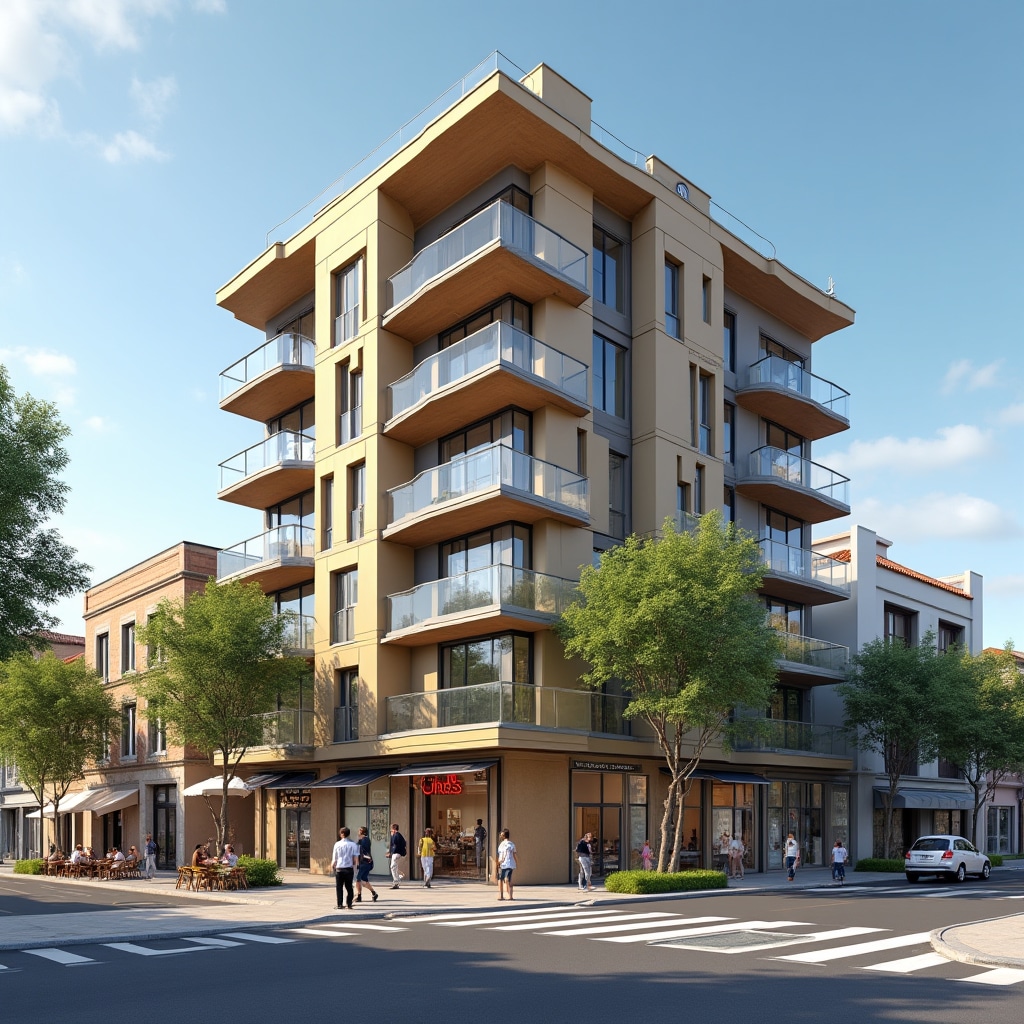 Emerging urban development in secondary Argentine cities showing mixed-use buildings and residential complexes